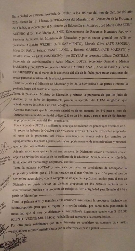 Suba salarial del 13% para Auxiliares de Educación - ATE