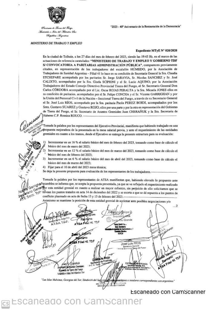 Estatales provinciales de Ushuaia aprobaron el aumento salarial - ATE