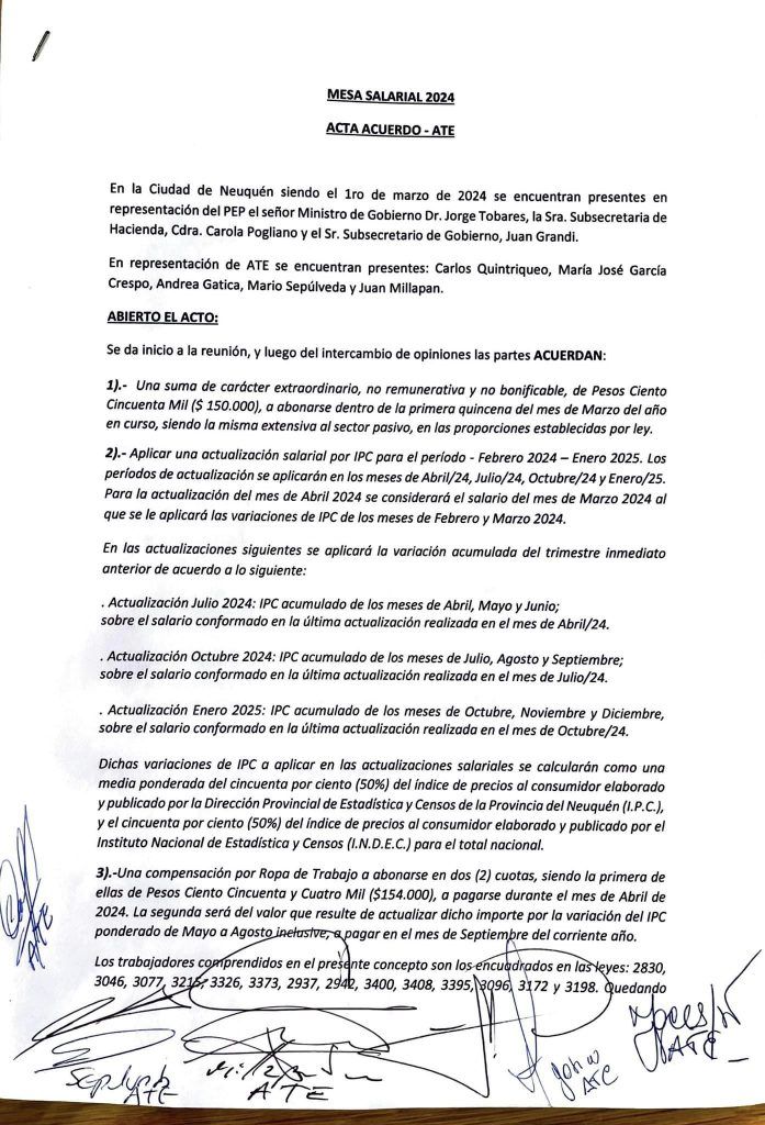 Aumento salarial para estatales provinciales - ATE